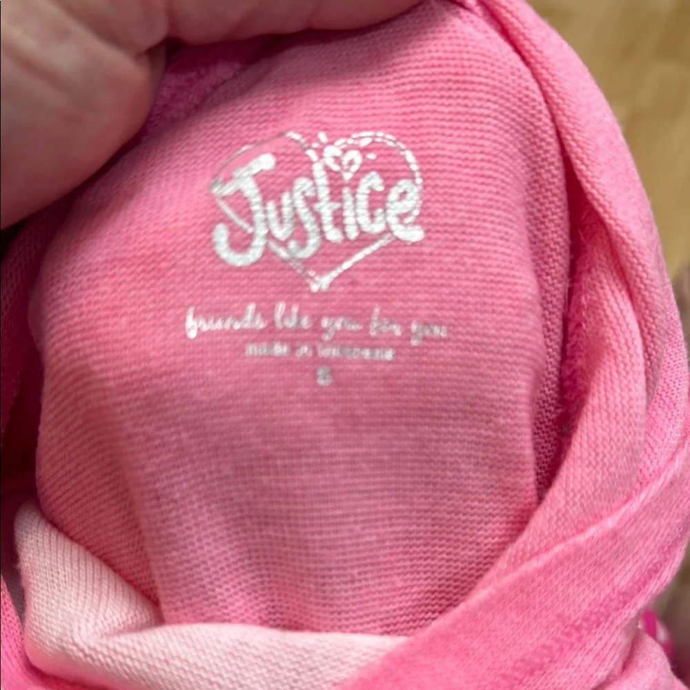 Justice Girls Size 5 Pink Sleeveless Hooded Graphic Tank Top Car Print